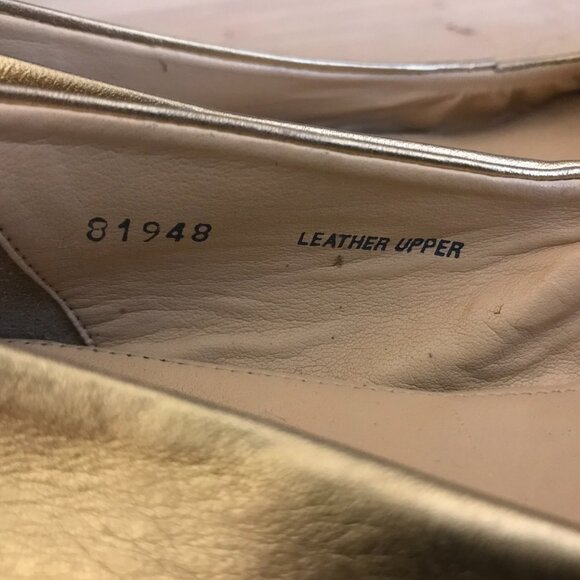 J Crew Gold Ballet Flats Size 6.5 Genuine Leather Made In Italy - Picture 8 of 12